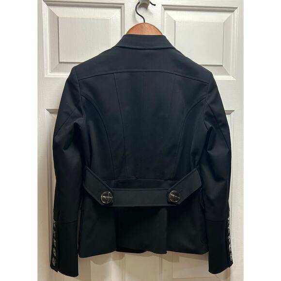 Etcetera Black Canvas Jacket with Leather Trim, Size 6 - Picture 3 of 6